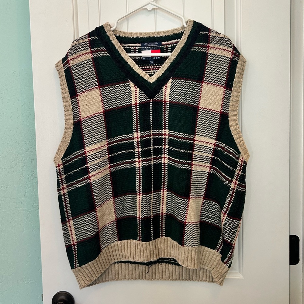 Tommy Hilfiger Plaid Cotton Sweater Vest